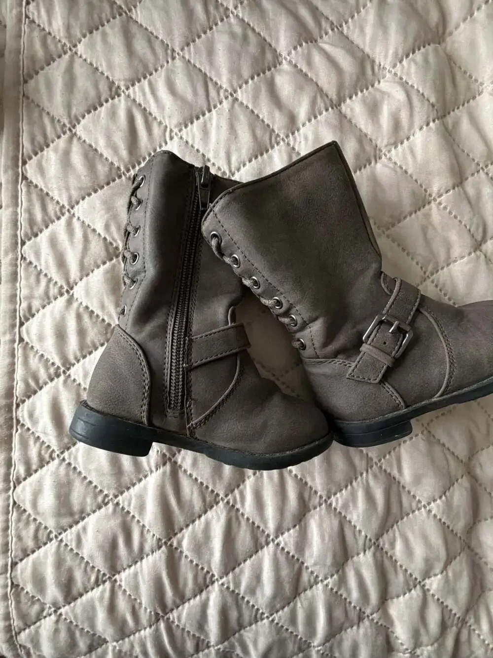 The Children's Place Girls Faux Suede Lace-Back Zip-Up Boots